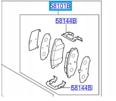 Колодки тормозные передние комплект hyundai h-1 08> / carnival 06> Hyundai/Kia/Mobis S581014HA50