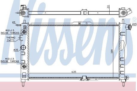 Daewoo Радіатор Охолодження Двигуна (Built-In Oil Cooler) Nexia 1.5 94- NISSENS 616521