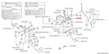 Включатель стоп-сигнала SUBARU 83370AA001