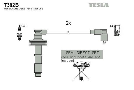 Провода Высоковольтные, Комплект Volvo V40 1.6 (99-04),Volvo V40 1.8 (99-04) Blatna TESLA T382B