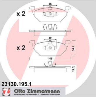 Гальмівні Колодки Передні, Комплект ZIMMERMANN 23130.195.1