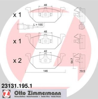 Гальмівні Колодки Перед Audi A3 1.9Tdi 96--Skoda O ZIMMERMANN 23131.195.1